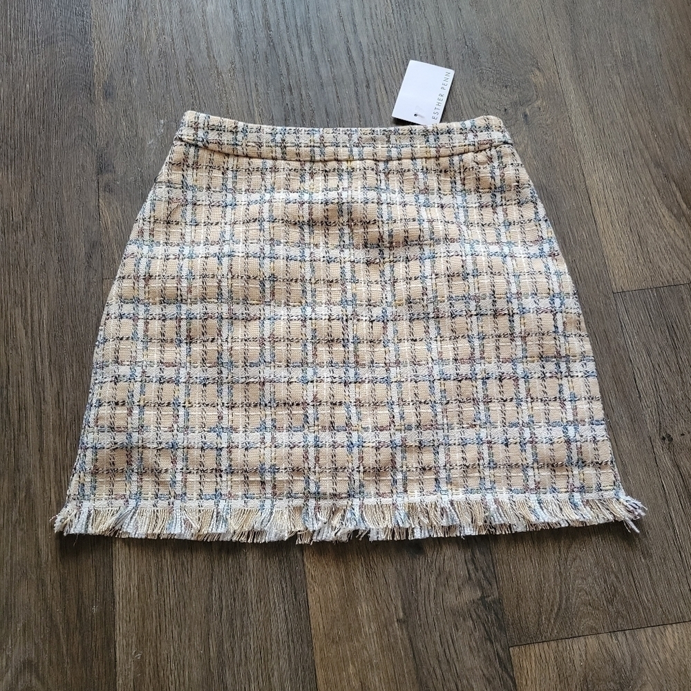 English Factory Beige Plaid Mini Skirt - Picture 4 of 5